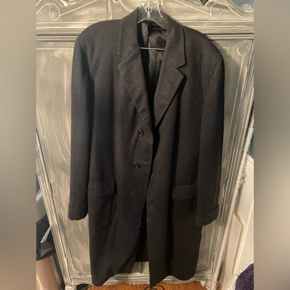 Savile row vintage mens cashmere blend long jacket coat